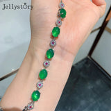 925 Silver Emerald Green Gemstone Bracelet Wedding Party Jewelry