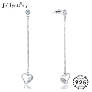 925 Silver Heart Zircon Drop Earrings Wedding Party