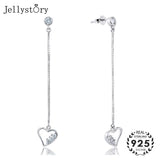 925 Silver Heart Zircon Drop Earrings Wedding Party