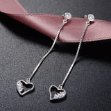 925 Silver Heart Zircon Drop Earrings Wedding Party