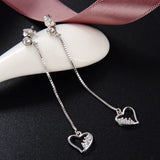 925 Silver Heart Zircon Drop Earrings Wedding Party