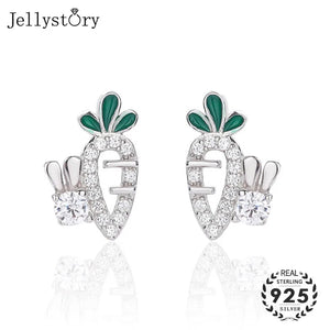 925 Sterling Silver Zircon Rabbit Stud Earrings