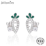 925 Sterling Silver Zircon Rabbit Stud Earrings