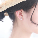 925 Sterling Silver Zircon Rabbit Stud Earrings
