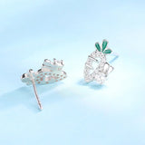 925 Sterling Silver Zircon Rabbit Stud Earrings
