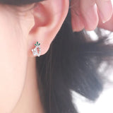 925 Sterling Silver Zircon Rabbit Stud Earrings