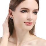 925 Silver Sapphire Stud Earrings Geometric Shape Women Wedding