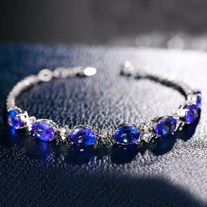 Silver 925 Bracelet with Sapphire Gemstone for Wedding Party
