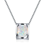 Jellystory 925 Silver Opal Gemstone Necklace for Women