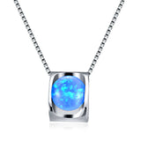 Jellystory 925 Silver Opal Gemstone Necklace for Women