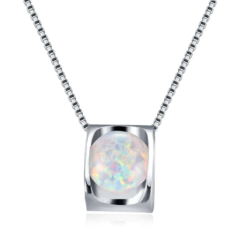 Jellystory 925 Silver Opal Gemstone Necklace for Women
