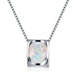 Jellystory 925 Silver Opal Gemstone Necklace for Women