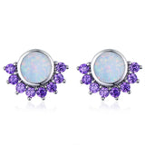 Opal Gemstone Stud Earrings for Women Wedding