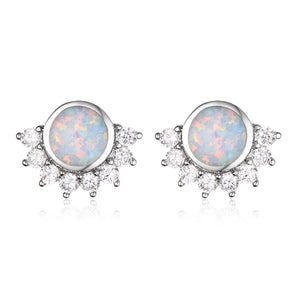 Opal Gemstone Stud Earrings for Women Wedding