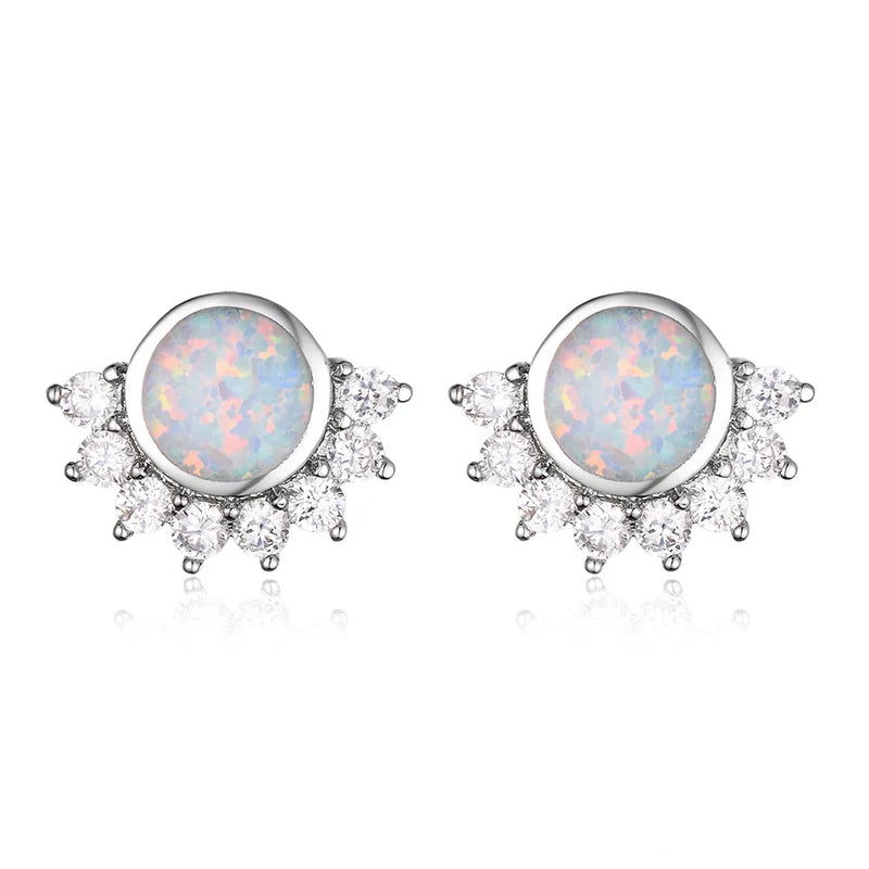 Opal Gemstone Stud Earrings for Women Wedding