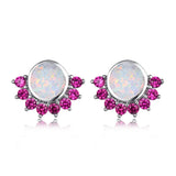 Opal Gemstone Stud Earrings for Women Wedding