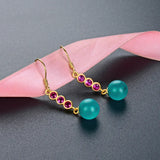 Vintage 925 Sterling Silver Emerald Ruby Drop Earrings