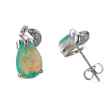 925 Sterling Silver Green Water Drop Unique Earrings