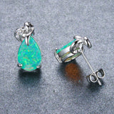 925 Sterling Silver Green Water Drop Unique Earrings