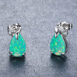 925 Sterling Silver Green Water Drop Unique Earrings
