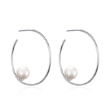 925 Silver Round Circle Pearl Earrings for Women