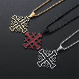 Jerusalem Cross Necklace Stainless Steel Crusades Emblem Pendant