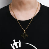 Jerusalem Cross Necklace Stainless Steel Crusades Emblem Pendant