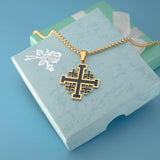 Jerusalem Cross Necklace Stainless Steel Crusades Emblem Pendant
