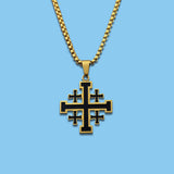 Jerusalem Cross Necklace Stainless Steel Crusades Emblem Pendant