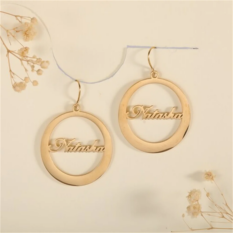 Custom Stainless Steel Name Hoop Earrings for Women