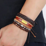 Vintage Multilayer Leather Bracelet For Men - 4 Pcs/set