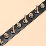 Gothic PU Leather Rivet Choker Belt Collar Necklace for Women