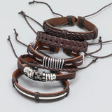 Men Leather Bracelet Punk Hip Hop Brown Charm Bangle