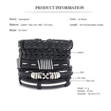 Men Leather Bracelet Punk Hip Hop Brown Charm Bangle