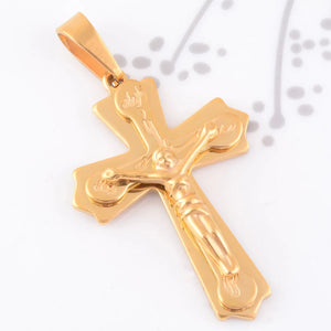 Jesus Vintage Cross Pendant Necklace Stainless Steel Chain