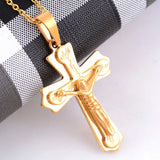 Jesus Vintage Cross Pendant Necklace Stainless Steel Chain
