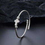 Jesus Cross Stainless Steel Cuff Bangle Mens Womens Religious Jewelry