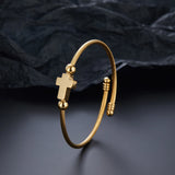 Jesus Cross Stainless Steel Cuff Bangle Mens Womens Religious Jewelry