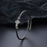 Jesus Cross Stainless Steel Cuff Bangle Mens Womens Religious Jewelry