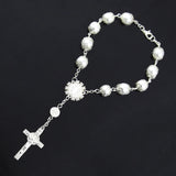 Vintage Jesus Cross Bracelet Sacred Mercy Saint Icons Beaded Religious Jewelry