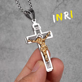 Jesus Cross Long Necklace Pendant Chain Stainless Steel Jewelry Gift