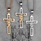 Jesus Cross Long Necklace Pendant Chain Stainless Steel Jewelry Gift