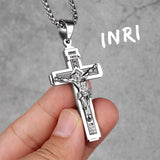 Jesus Cross Long Necklace Pendant Chain Stainless Steel Jewelry Gift
