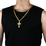 Jesus Cross Byzantine Chain Stainless Steel Necklace for Men