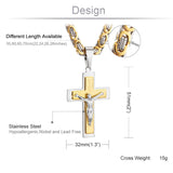 Jesus Cross Byzantine Chain Stainless Steel Necklace for Men