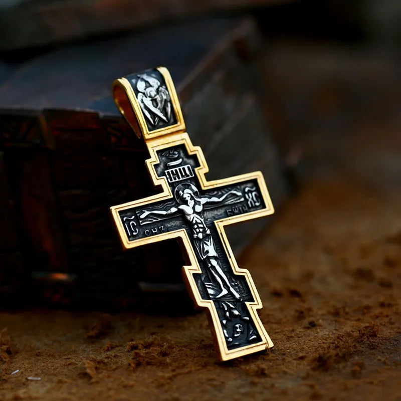 Stainless Steel Jesus Cross Crucifix Pendant Necklace