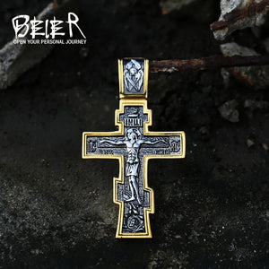 Stainless Steel Jesus Cross Crucifix Pendant Necklace