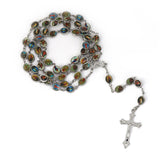 Vintage Cross Pendant Catholic Necklace Cloisonne Copper Bead