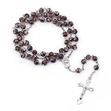 Vintage Cross Pendant Catholic Necklace Cloisonne Copper Bead