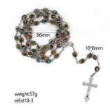 Vintage Cross Pendant Catholic Necklace Cloisonne Copper Bead
